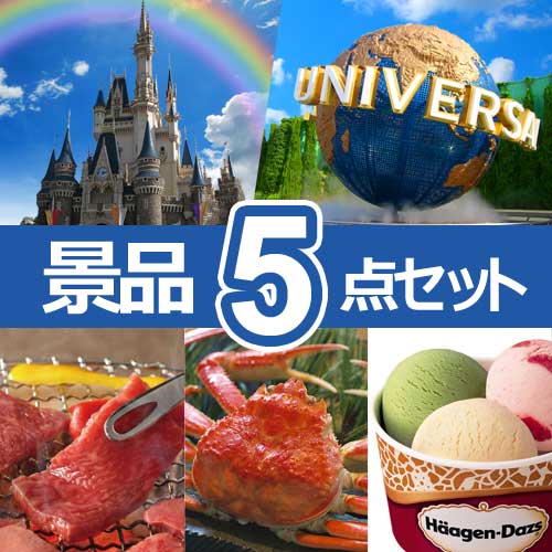 選べるペアチケット ディズニーorUSJ　人気景品5点セット A