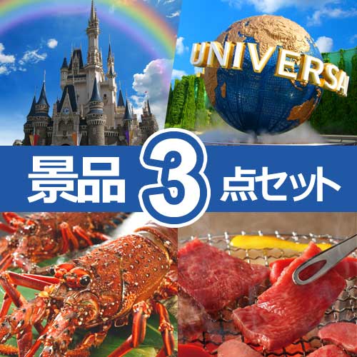 選べるペアチケット ディズニーorUSJ　人気景品3点セット B
